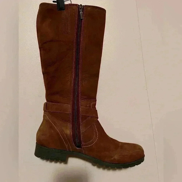 Hotter Belle Womens Knee Length Dark Tan Waxed Nubuck Leather Boots Sz 8 - Picture 5 of 8